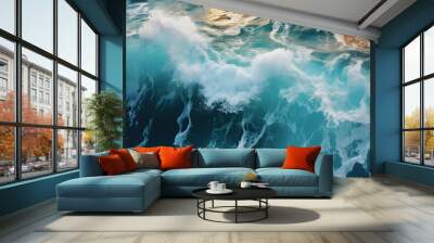 Volcano underwater fire eruption volcanic lava, danger magma explosion crater. Crater under water erupting Wall mural