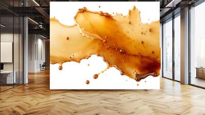 Large coffee spill with splashes and droplets, isolated for creative projects. Transparent PNG file. Wall mural