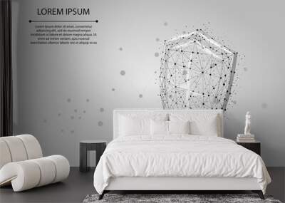 abstract polygonal shield and swords. low poly wireframe vector illustration. protect and secure dig Wall mural