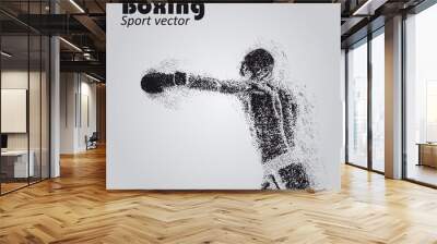 Boxer from particles. Boxing vector illustration. Boxer silhouette. Athletes image composed of particles. Wall mural