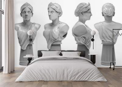 3d render image illustration of a greek female marble bust statue in different angles. Wall mural