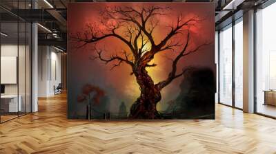 Scary horror tree Wall mural