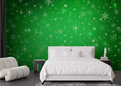 Abstract green Christmas winter background Wall mural