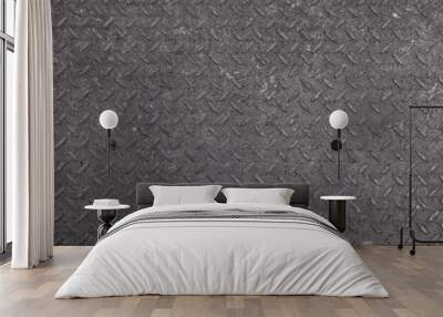 anti slip gray metal plate with diamond pattern Wall mural