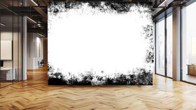 Black grunge texture border frame over white Wall mural