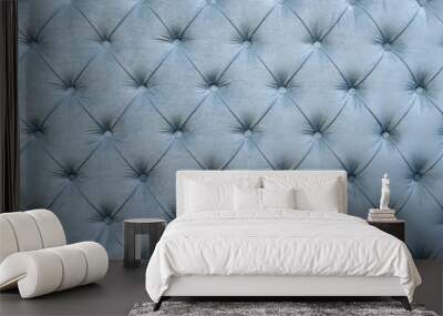 Blue capitone tufted fabric upholstery texture Wall mural