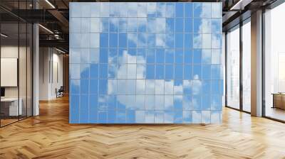 Cloudy sky reflection in business building glass Wall mural