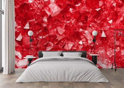 Cluster of ruby red quartz mineral crystals Wall mural