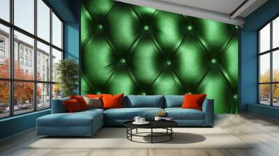 Dark green leather capitone background texture Wall mural