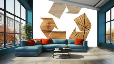 Illustration recycling symbol of industrial wood Wall mural