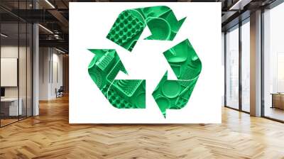 Illustration recycling symbol of plastic tableware Wall mural