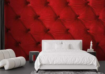 Red capitone tufted fabric upholstery texture Wall mural