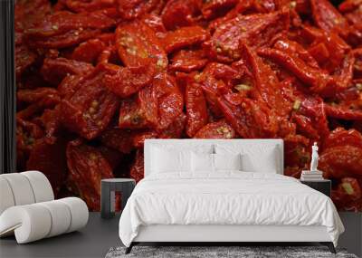 sundried red tomatoes on retail food market Wall mural