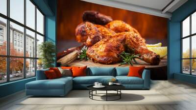 Baked chicken with herbs Wall mural