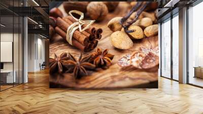 Christmas spices and baking ingredients Wall mural