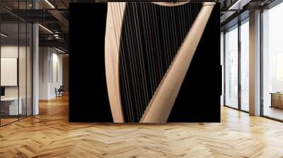 Classical wooden harp isolated on black background Wall mural