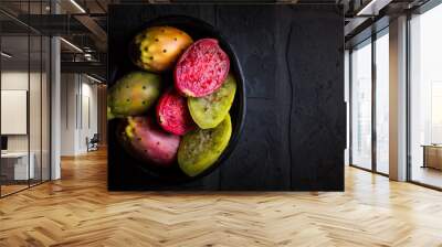 Prickly pear on black background Wall mural