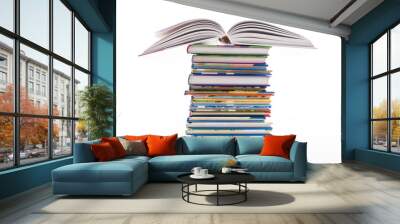 Stack of children's books isolated on white Wall mural