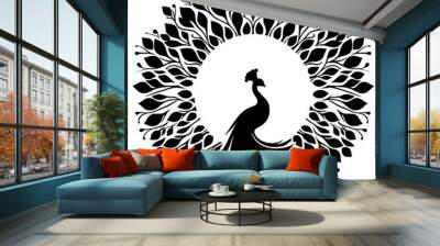 Beautiful peacock silhouette Wall mural