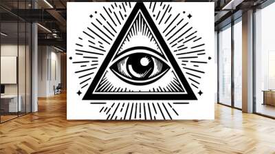 Illuminati symbol sketch silhouette Wall mural