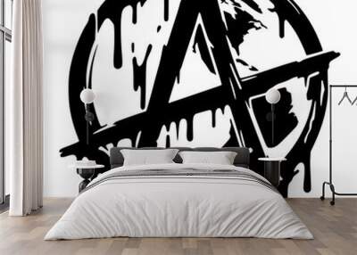 The silhouette of the melting anarchy symbol splashes Wall mural