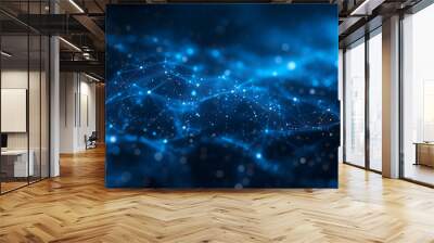 Abstract polygonal space with low polymer dark background with connecting dots and lines. Connection structure. Scientific data. Futuristic polygonal background. Triangular background Wall mural