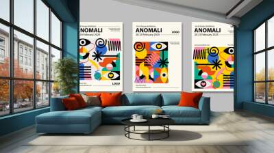 Set Art objects for an exhibition of painting, culture, sculpture, music and design. Vector abstract modern illustrations for creative festivals and events Wall mural