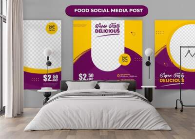 Delicous food menu promotion concept for social media post banner flyer template with editable photo Wall mural