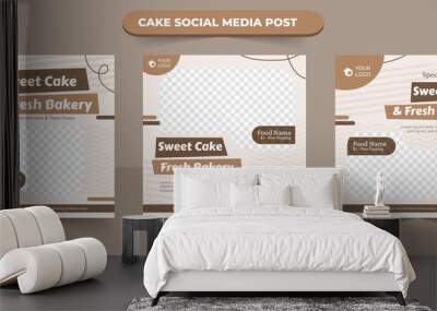 Set of delicious sweet cake and bakery promotional menu for social media post square usable for web ads poster flyer banner template Wall mural