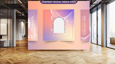 Set of gradient social media post for creative content and ads marketing editable template Wall mural