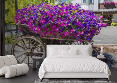 wagon filled with flowers Wall mural