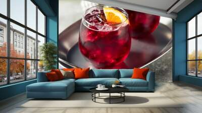 Boozy Refreshing Cold Red Wine Spritzer Wall mural