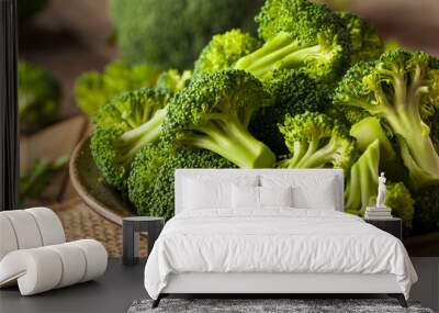 Healthy Green Organic  Raw Broccoli Florets Wall mural