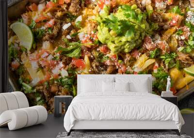 Healthy Homemade Carnitas French Fry Nachos Wall mural