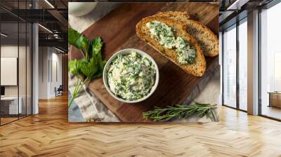 Healthy Homemade Herb Butter and Bread Wall mural