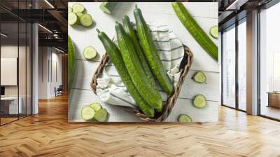 Healthy Organic Green English Cucumbers Wall mural