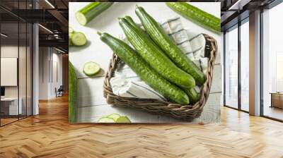 Healthy Organic Green English Cucumbers Wall mural