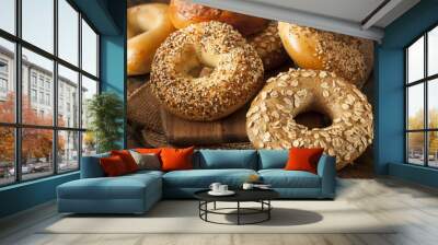 Healthy Organic Whole Grain Bagel Wall mural