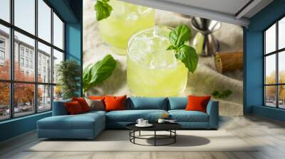 Homemade Alcoholic Gin Basil Smash Wall mural