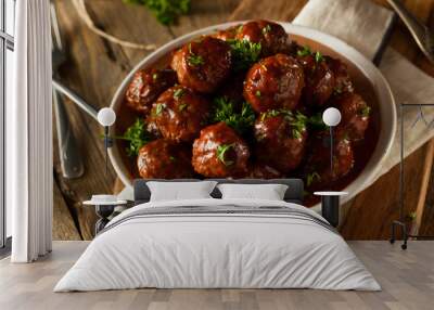 Homemade Barbecue Meat Balls Wall mural