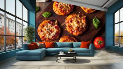 Homemade Cheesy Pepperoni PIzza on a Biscuit Wall mural