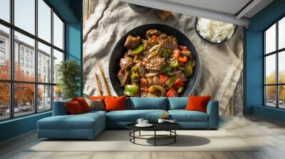 Homemade Chinese Pepper Steak Wall mural