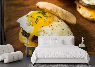 Homemade Egg Sausage Muffin Sandwich Wall mural