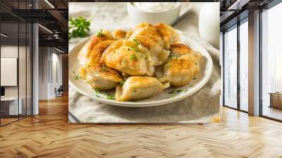 Homemade Fried Polish Potato Pierogis Wall mural