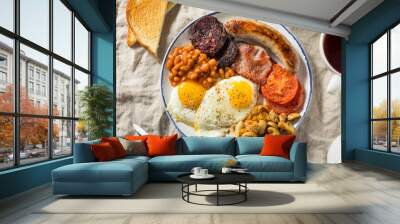 Homemade Full English Breakast with Eggs Sausage Wall mural