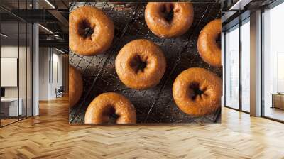 Homemade Glazed Autumn Pumpkin Donuts Wall mural