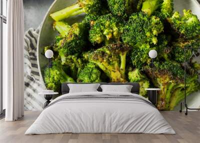 Homemade Organic Roasted Green Broccoli Wall mural