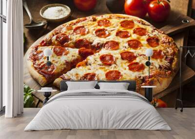 Hot Homemade Pepperoni Pizza Wall mural