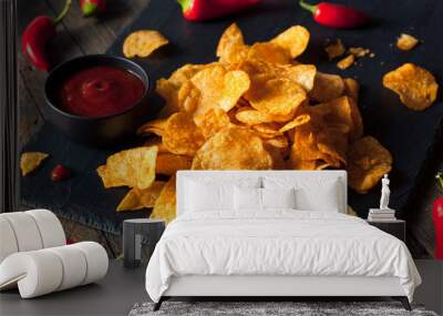 Hot Spicy Sriracha Potato Chips Wall mural