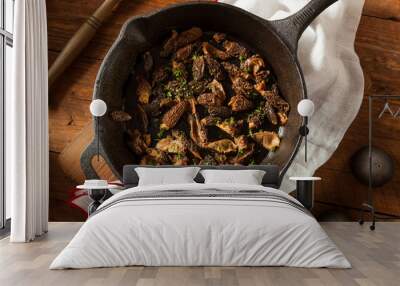 Organic Sauteed Morel Mushrooms Wall mural